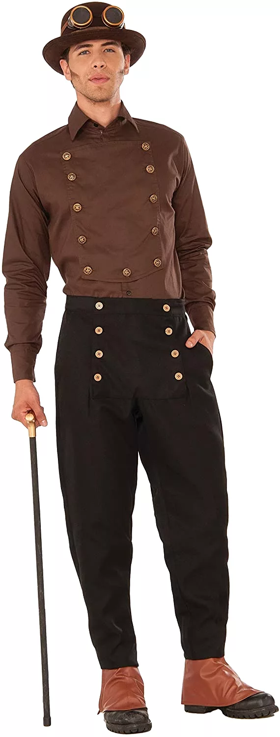 Steampunk Pants Costume Mens Bottoms, Black 34