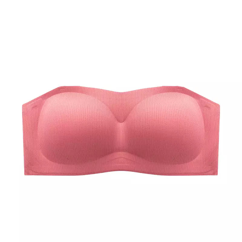 Strapless underwear tube top women's summer thin section big breasts show small breasts gathered wrap chest non-slip anti-glare 