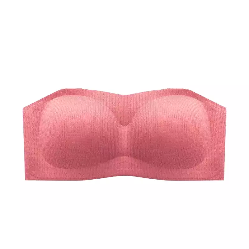 Strapless underwear tube top women's summer thin section big breasts show small breasts gathered wrap chest non-slip anti-glare 