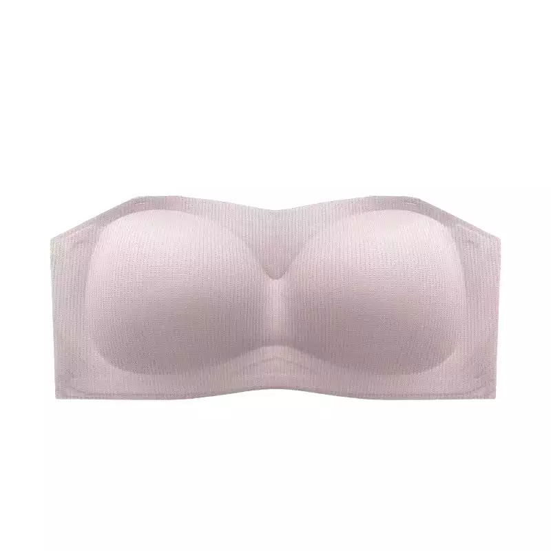 Strapless underwear tube top women's summer thin section big breasts show small breasts gathered wrap chest non-slip anti-glare 