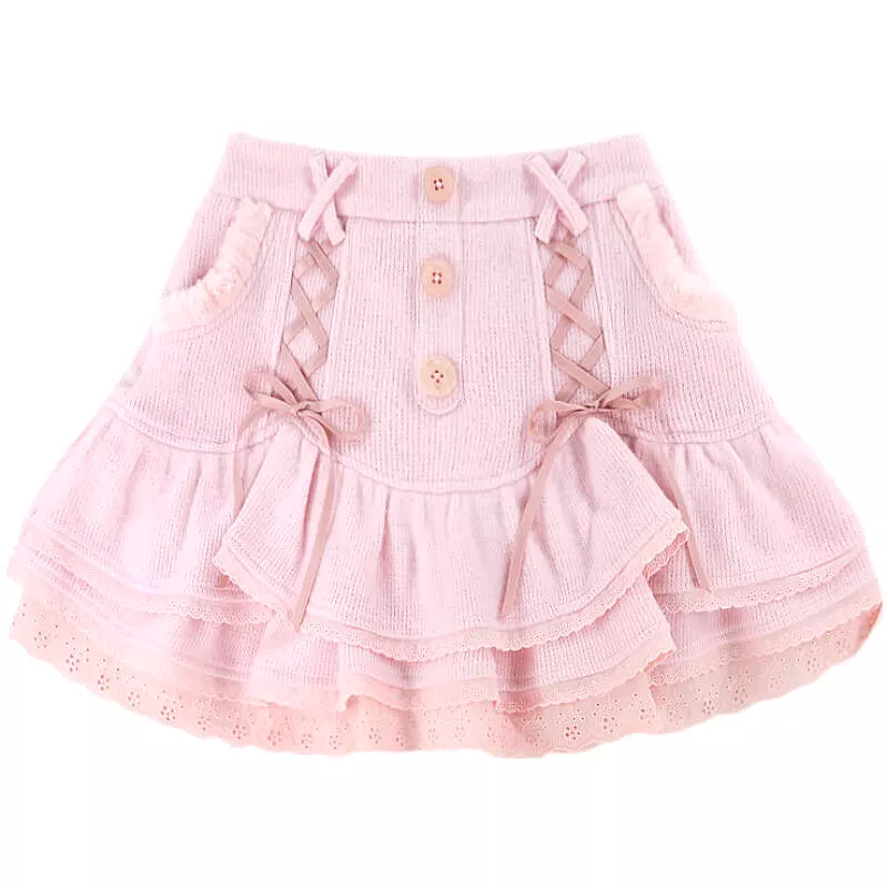 Sweet baby pink lace cake skirt BY5255