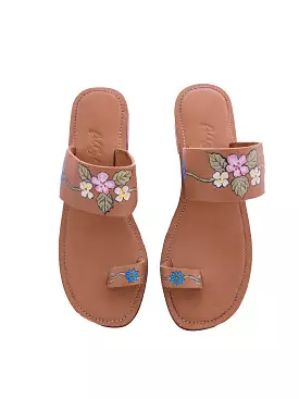 Sweet Pea - Hand Painted Sandals - Light Tan