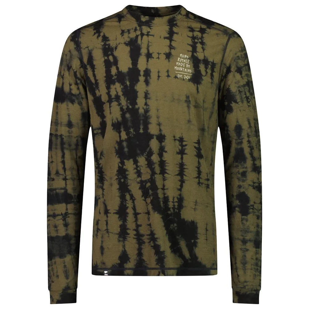 Technical underwear Mons Royale Europe ---M's Cascade Ls Olive Tie Dye