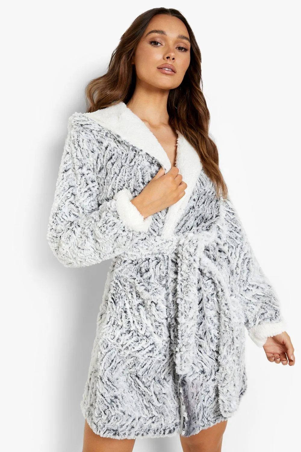 Textured Faux Fur Robe