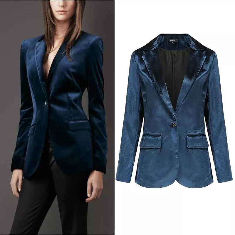 The Smooth Session Velvet Blazer Women - Casual - Plain-Solid