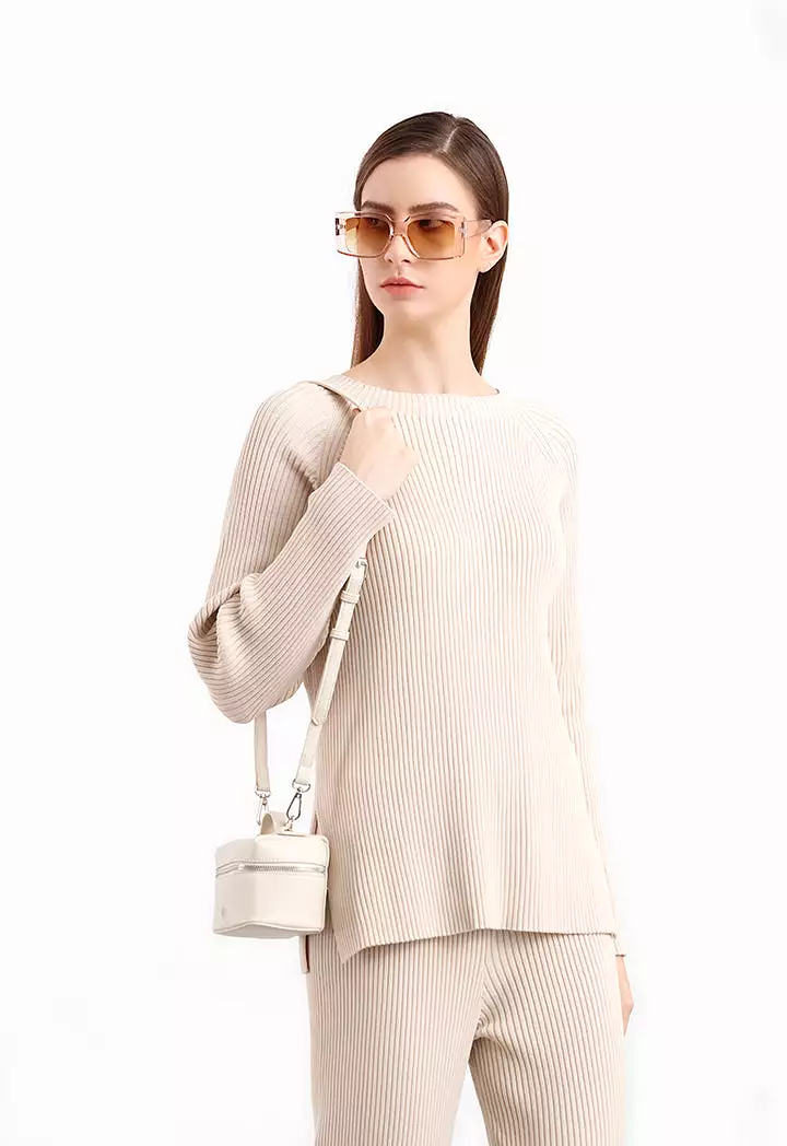 Tiny Pleated Solid Knitted Blouse