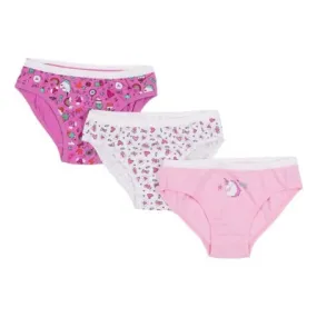 Toddler Girls' Nano Noruk Unicorn Hearts 3 Pack Bikini Underwear