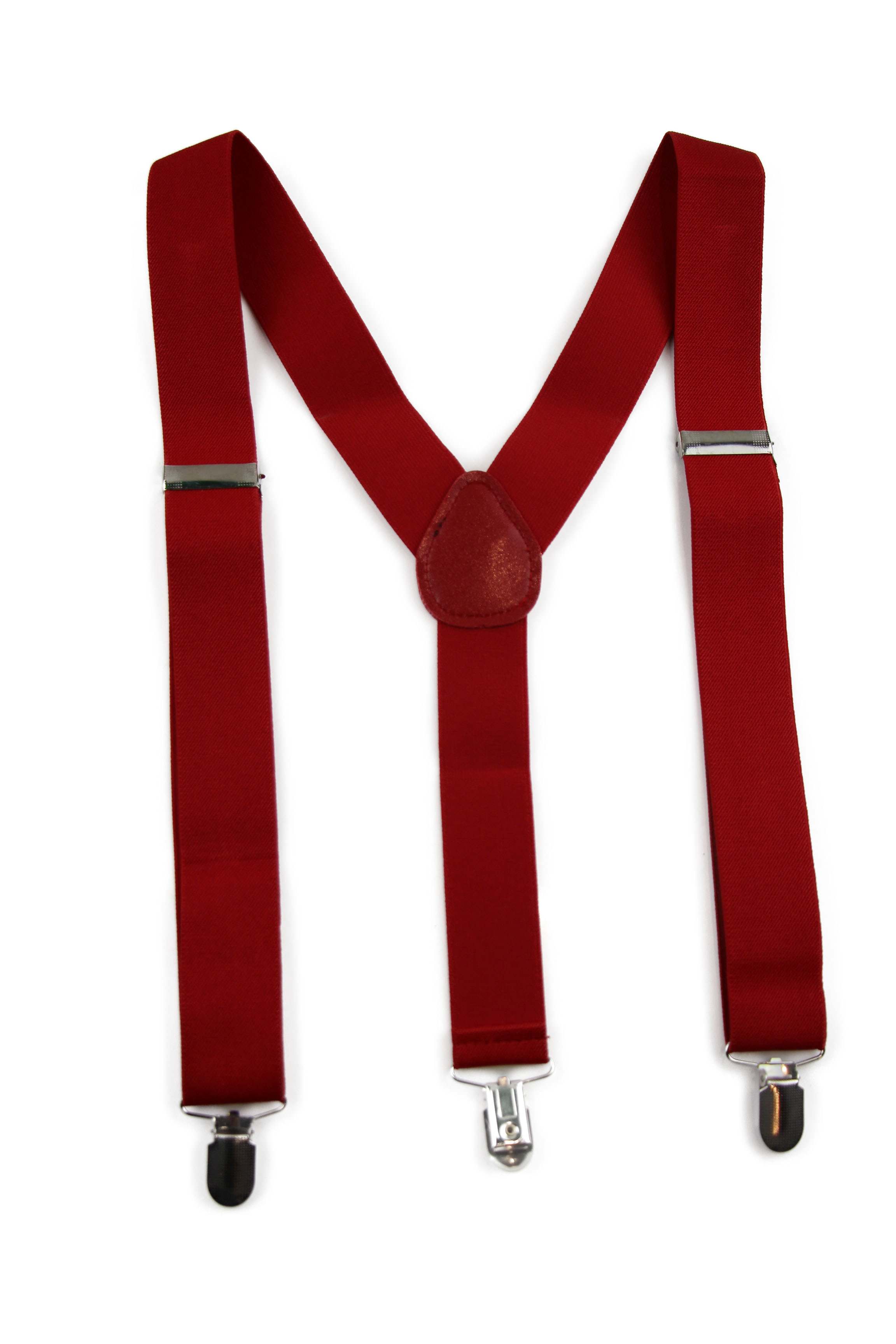 Wide Heavy Duty Adjustable 100cm Red Adult Mens Suspenders