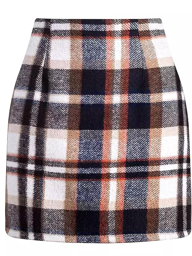 Winter Print High Waist Women's Bodycon Mini Woolen Skirt