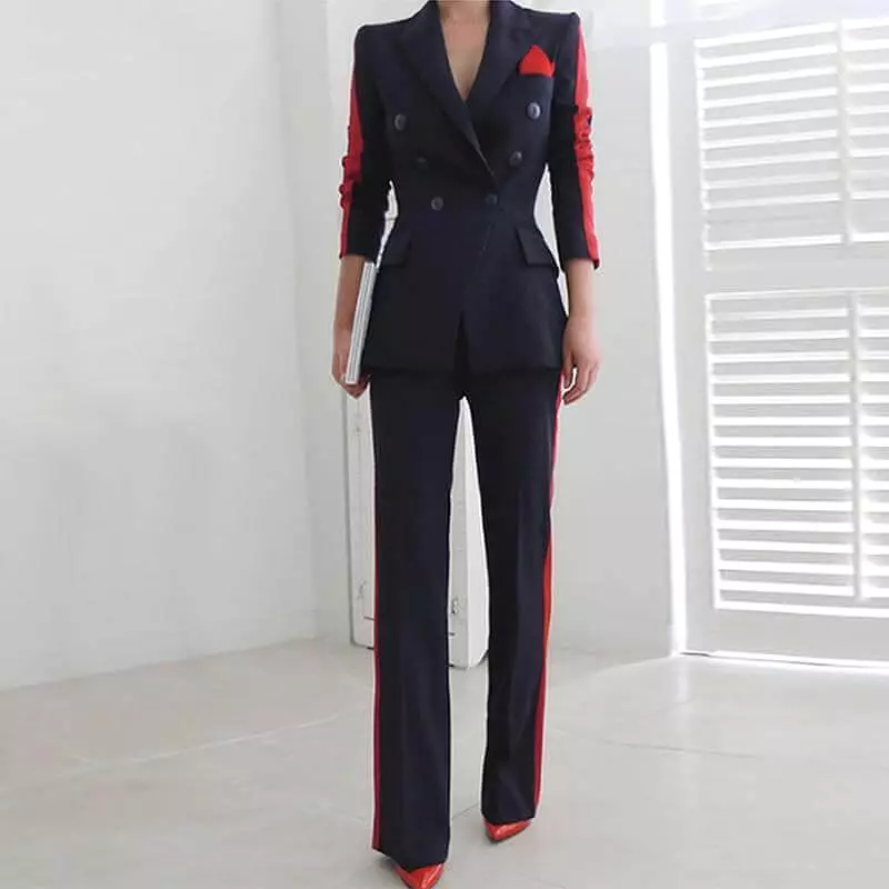 Women Pant Suit, Amani Double-Breasted Pantsuit