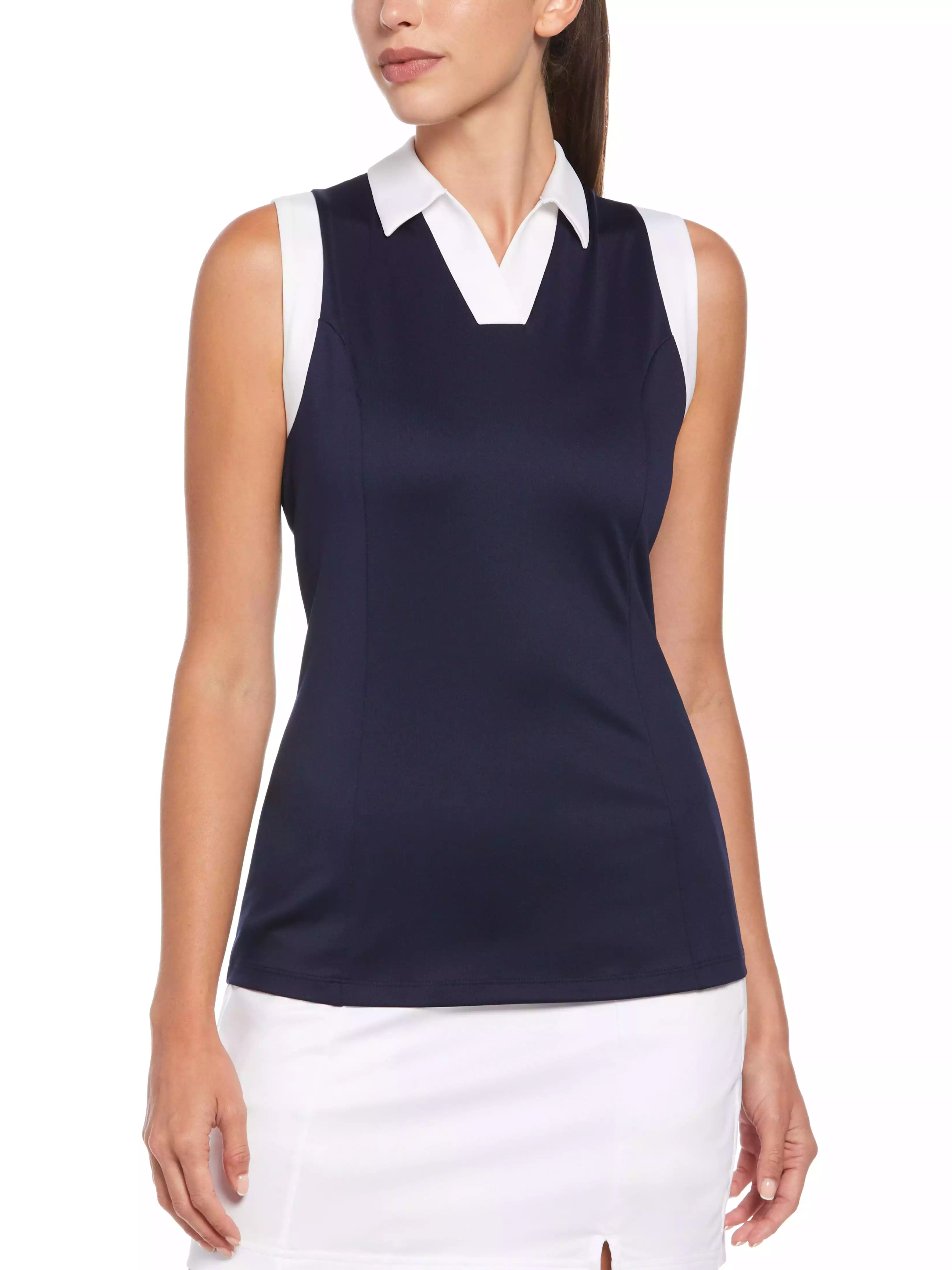 Womens Color Block V-Placket Golf Polo