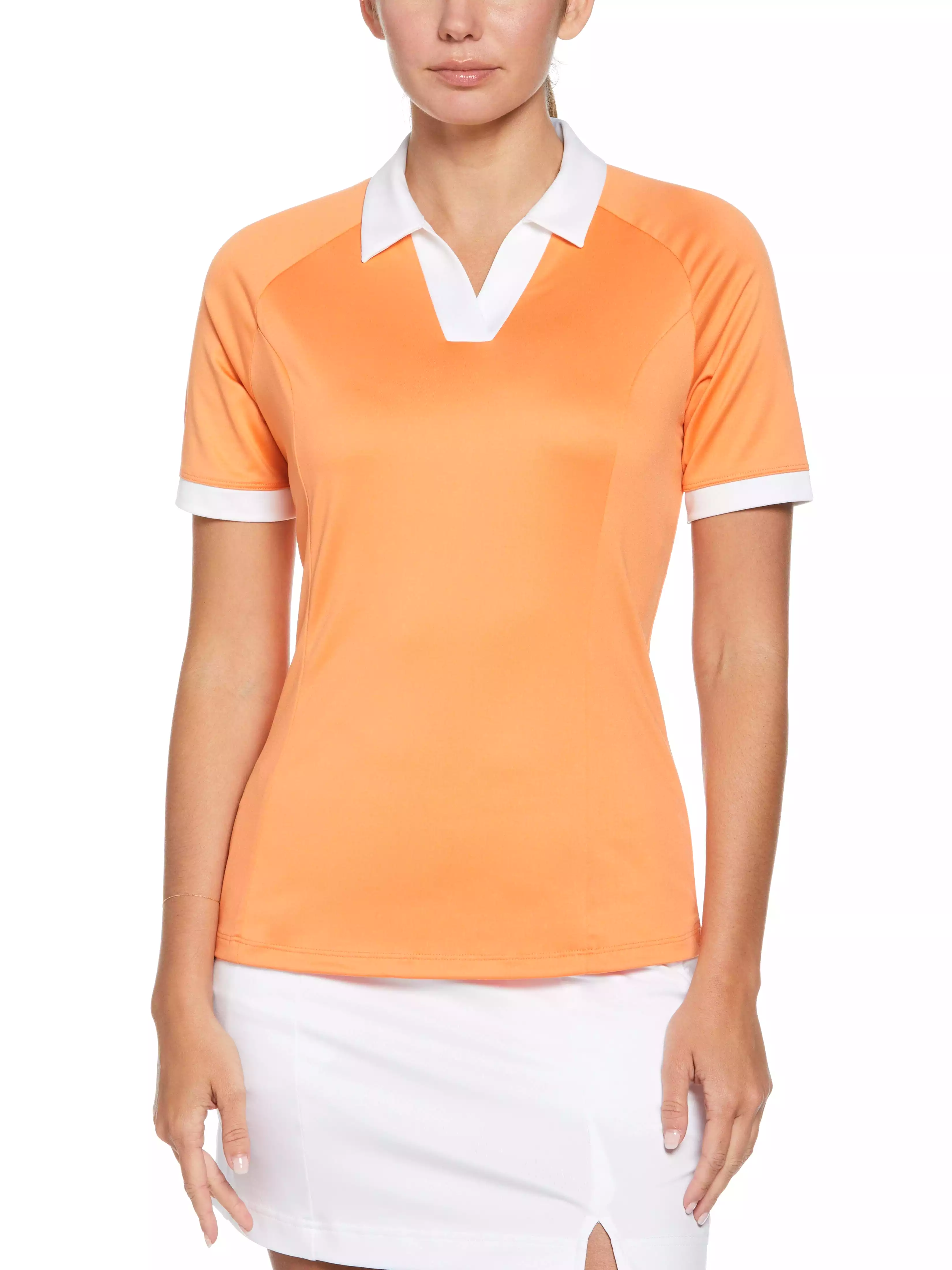 Womens Color Block V-Placket Golf Polo