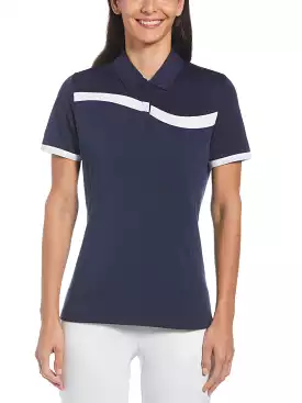 Womens Swing Tech Asymmetrical Color Block Golf Polo