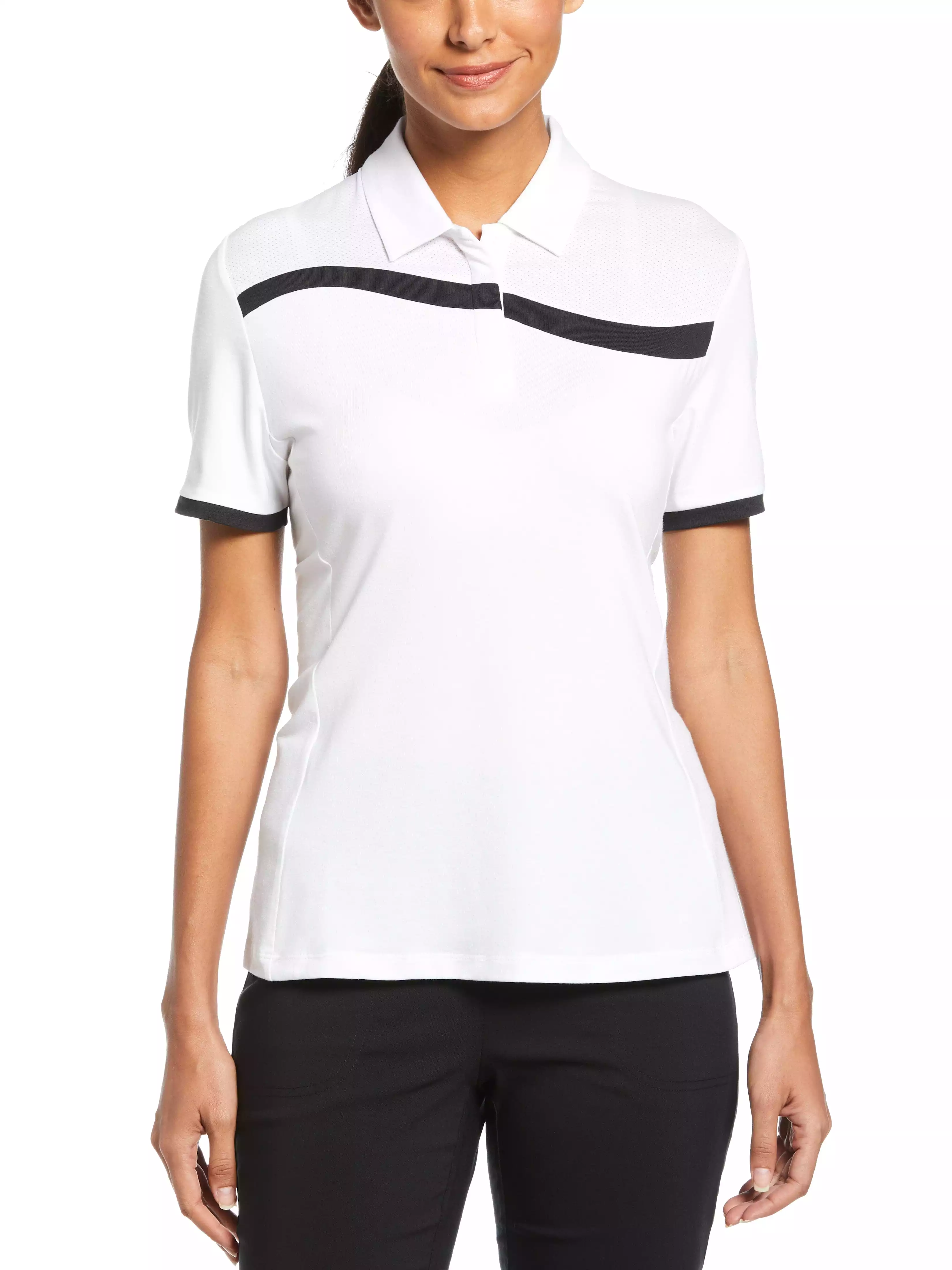 Womens Swing Tech Asymmetrical Color Block Golf Polo