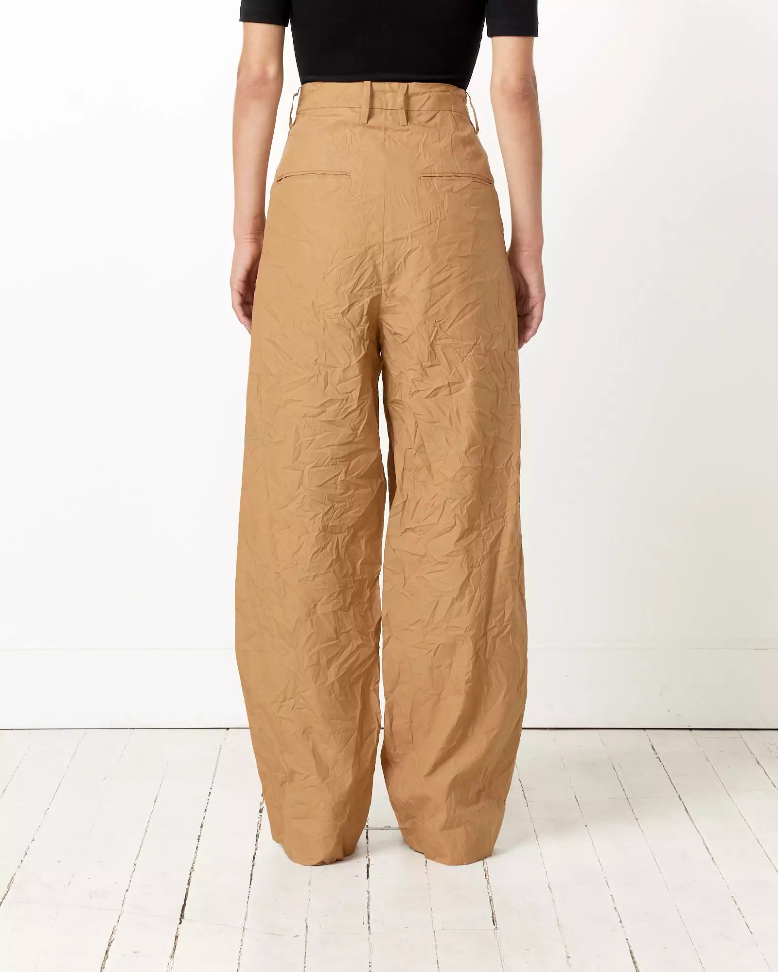 Wrinkled Twill Pant in Brown