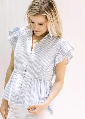 X Cabana Blue and White Striped Top